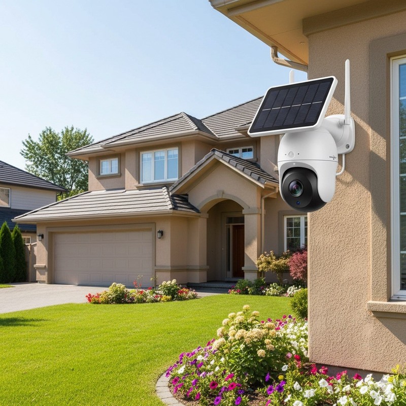 Smart PTZ Battery Camera monitoring target through APP settings cloud AI system