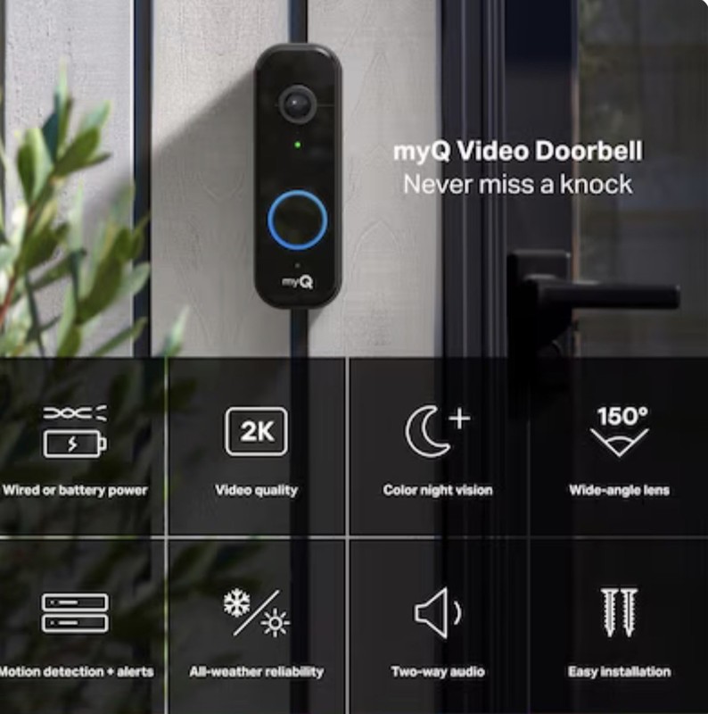 MyQ Video Doorbell 2K Camera Battery/Wired Color Night Vision gallery