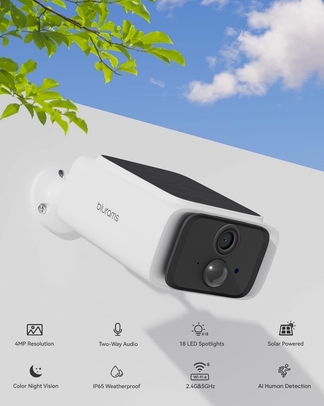 blurams 4MP Solar Security Camera Wireless Outdoor Dual-Band WiFi 6 gallery