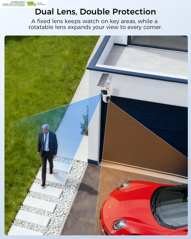 Solar Dual Lens Security Cameras Wireless Outdoor, Home Dual Lens Security Camer gallery