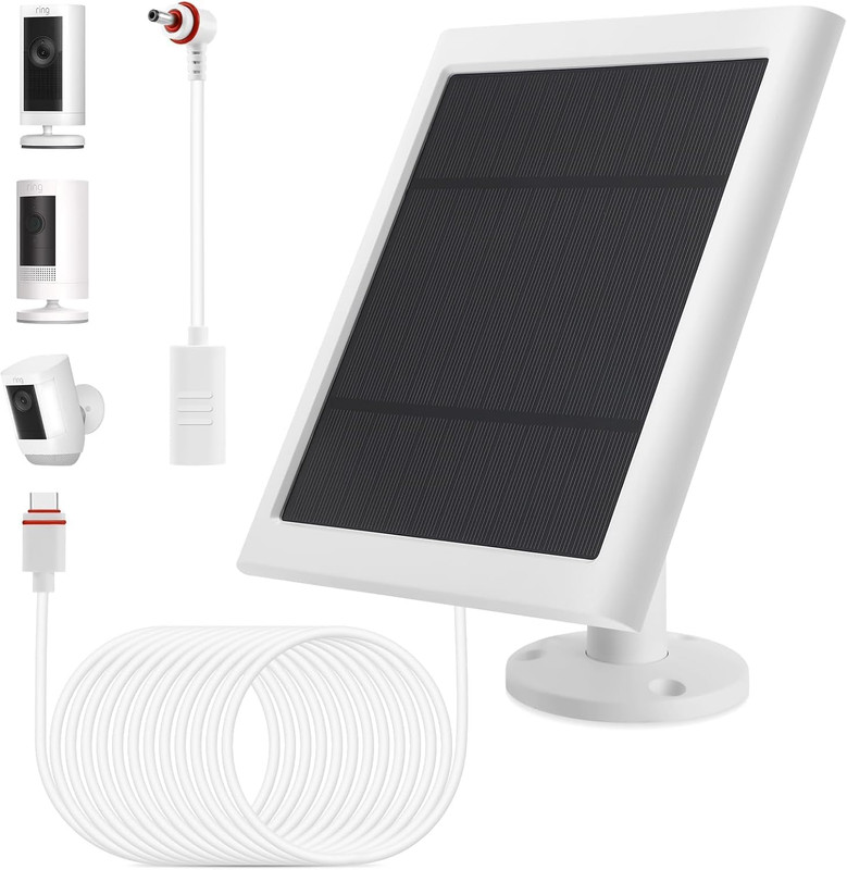 IP65 Solar Panel Outdoor for Ring Cameras (White 1P) Spotlight Cam Plus/Pro
