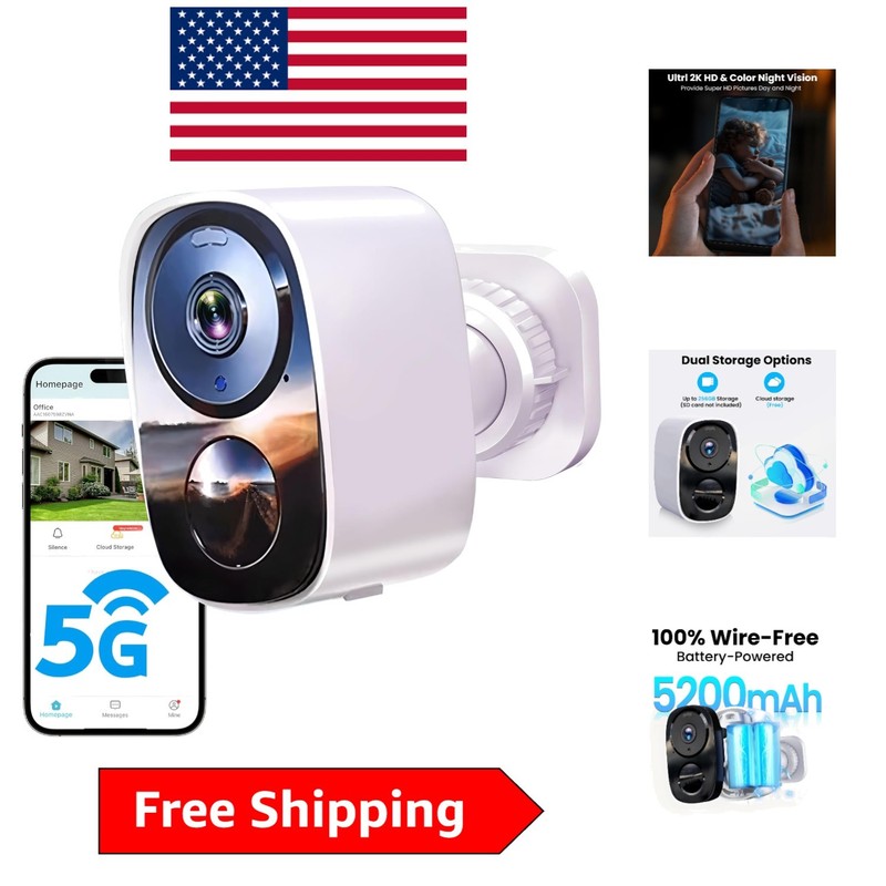 Upgraded 2K Outdoor Security Camera with Night Vision & 1-6 Battery Life