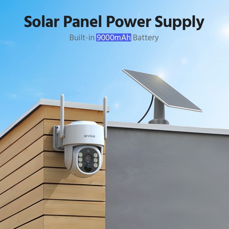 ANNKE 4MP Wireless Solar Powered Security Camera System PT AI Color Night w/64GB gallery
