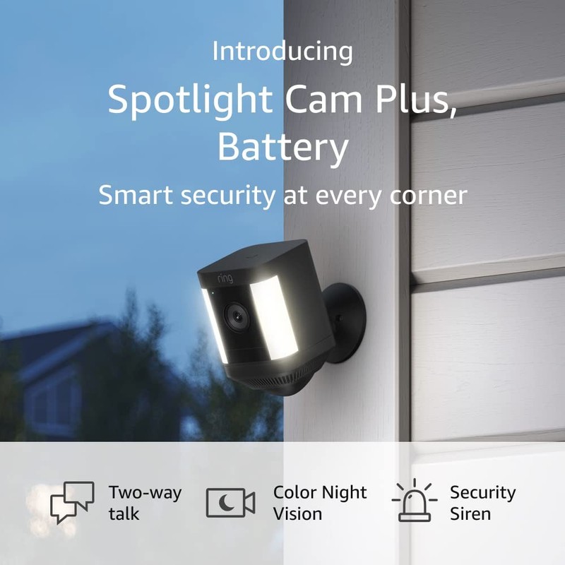 Ring Spotlight Cam Plus Outdoor Wireless 1080p Security Camera Battery - Black gallery