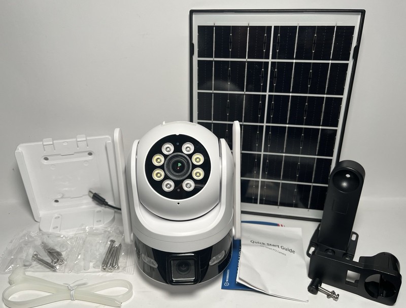 Solar AOV Dual Lens PTZ Security Camera, 6MP(3MP+3MP) Outdoor WiFi Camera