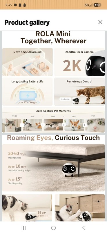 Enabot ROLA Mini 2K Moving Security Camera Smart Home Wireless Companion Robot gallery
