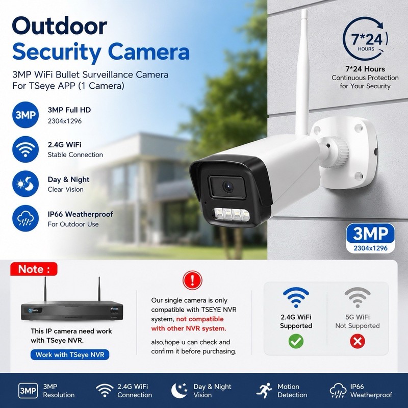 SmartSF 3MP IP Camera Waterproof Security Camera Outdoor Surveillance Camera gallery