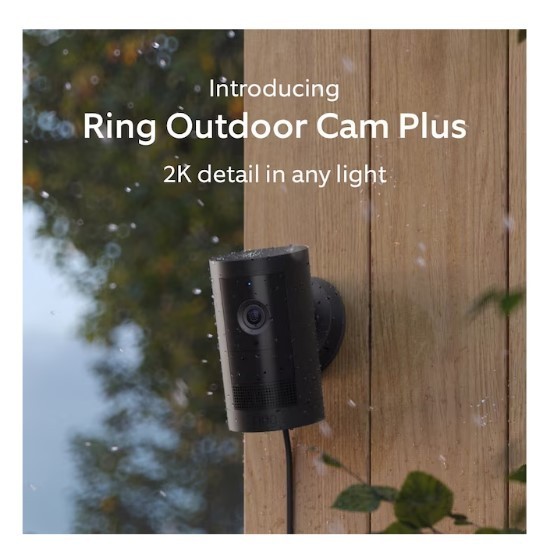 Ring Outdoor Cam Plus, Plug-In with 2K Video and Ring Vision, Low-Light Sight gallery