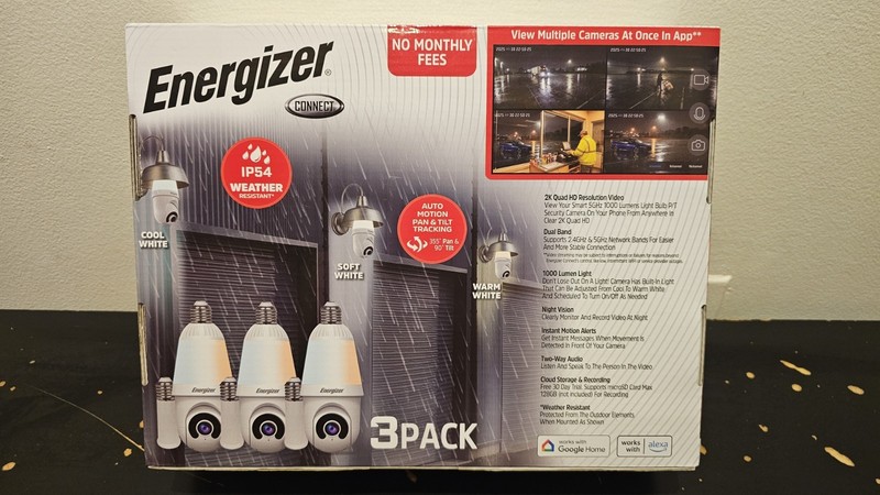 Energizer 3 Pack 2K Smart 5GHz WIFI Camera NO MONTHLY FEES 1000 Lumens IP54 gallery