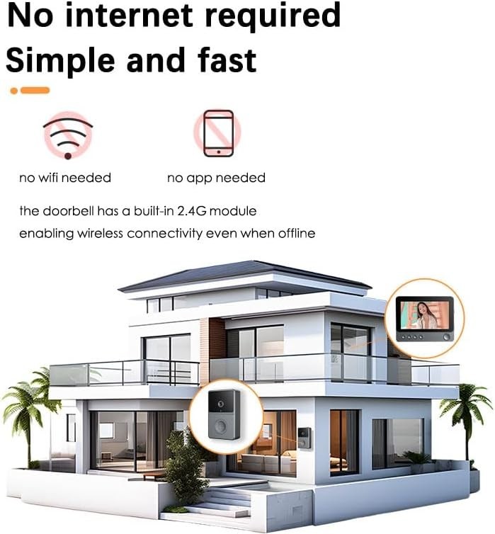Wireless Ring Battery doorbell with 4.3 inches Screen Easy Installation, no Wifi gallery