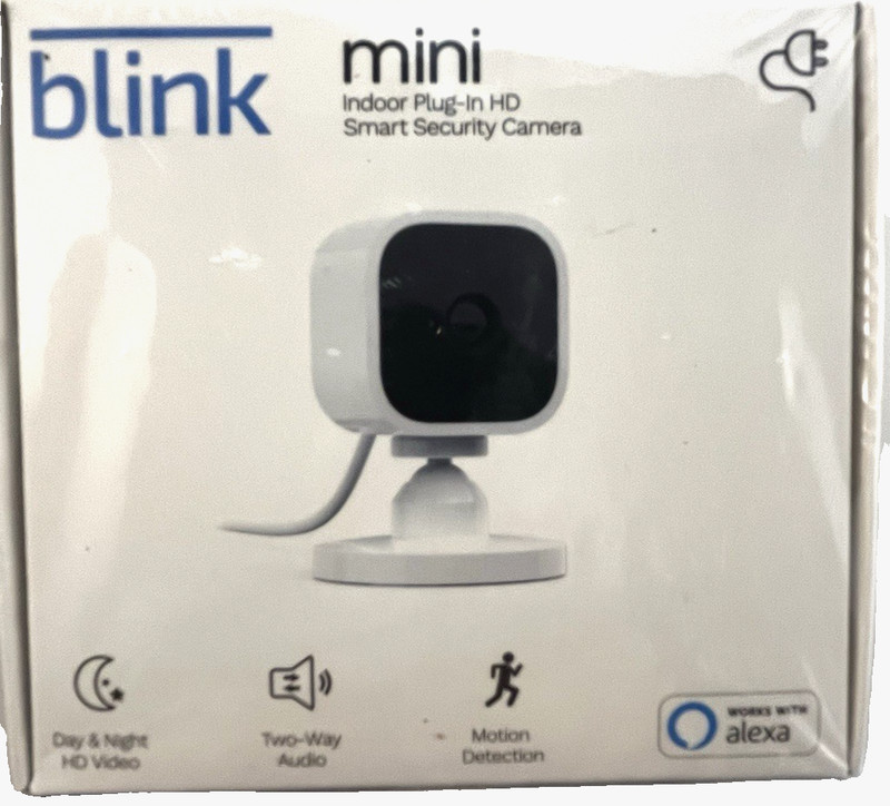 Blink Mini Compact Indoor Plug-In Smart Security Camera 1080p HD SEALED New