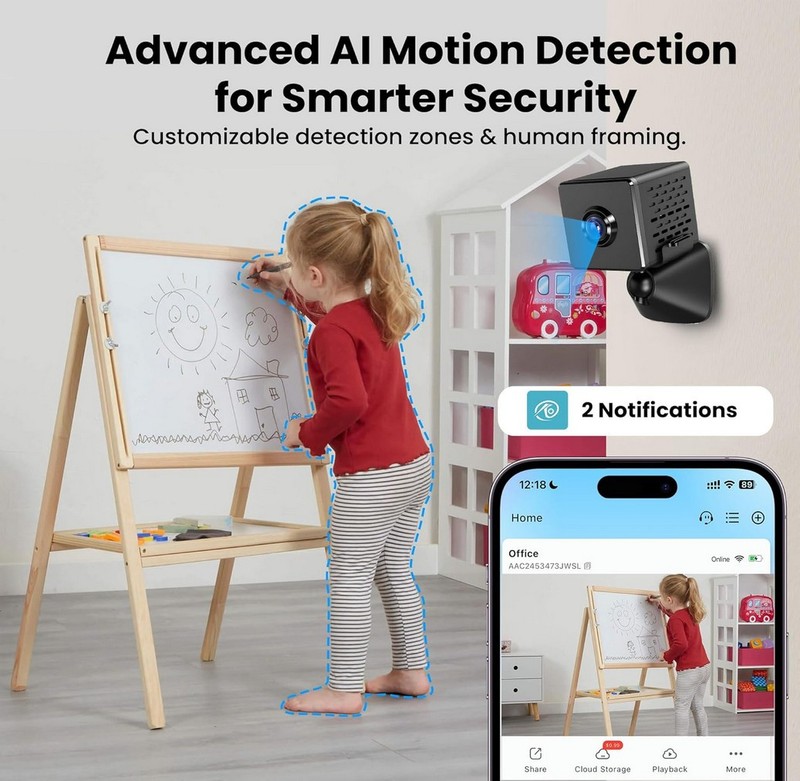 4K UHD Mini Camera With Real-Time Recording, AI Motion & Human Detection gallery