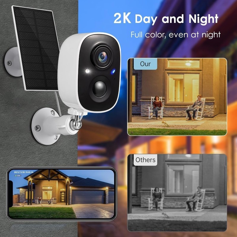 2K Wireless Solar Security Camera with Color Night Vision & Motion Detection gallery