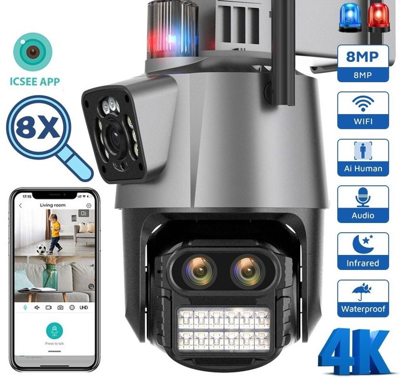 8MP Wifi Security Camera PTZ Digital Zoom Outdoor CCTV Surveillance IP SmartCam