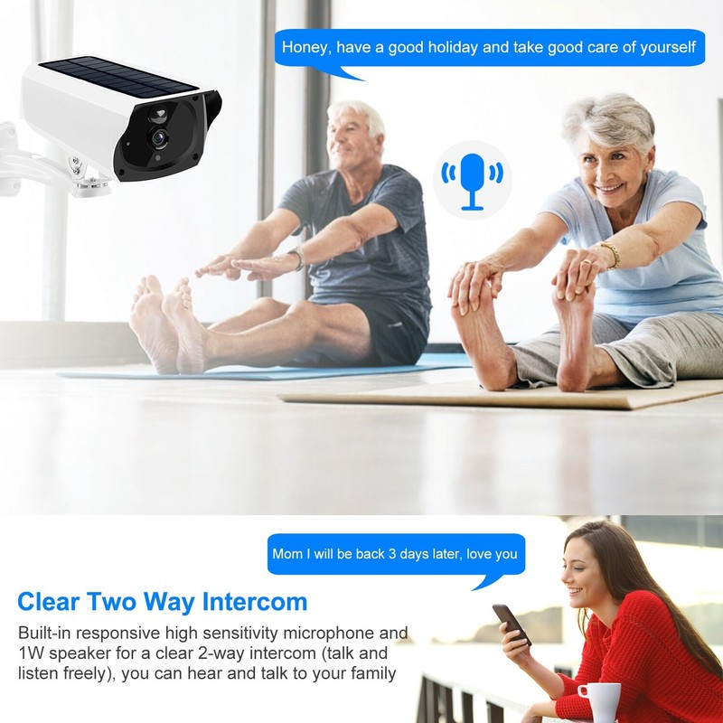 1080P Solar Powered WiFi IP Camera 2-Way Security Surveillance Camera Motion gallery