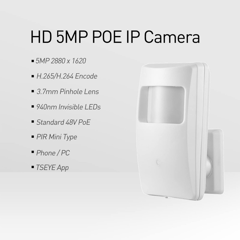 5MP PIR POE IP , 3.7mm Lens 940nm Invisible LEDs HD 2880x1620P,IR Night Visio... gallery
