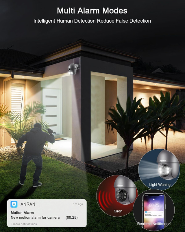 3MP Security Camera Wireless Outdoor, 2K Solar Outdoor Camera with 360° View, Sm gallery