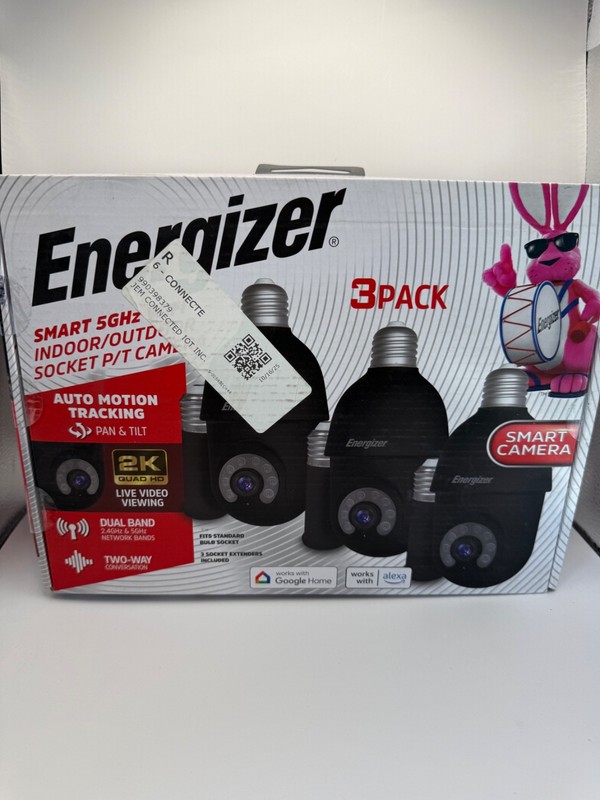 NEW SEALED Energizer Connect Smart 5GHz Indoor/Outdoor Socket PT Camera 3 Pack 2
