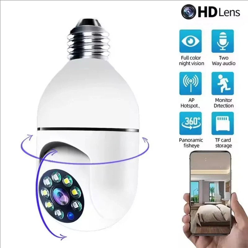 E27 Bulb Surveillance Outdoor Security Camera Automatic Night Vision Color Indoo gallery
