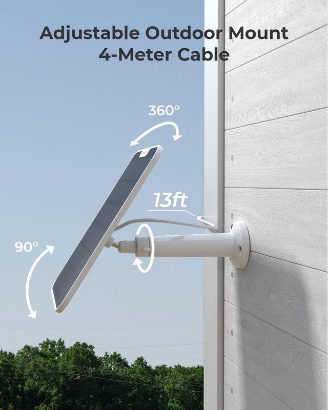 Adjustable 6W Solar Panel for Uninterrupted Power to All Battery Cameras - White gallery