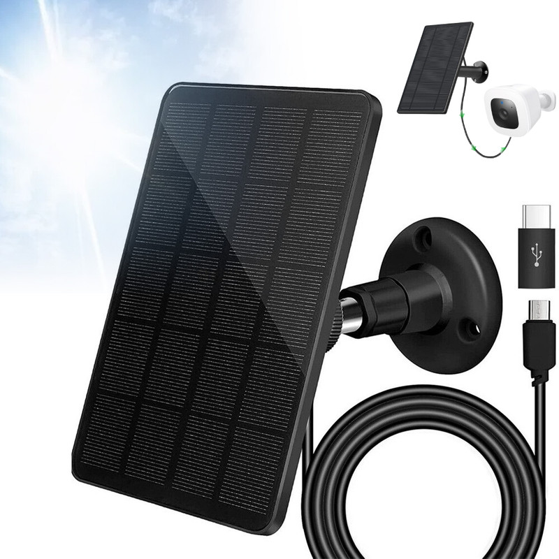 3W Solar Panel for Outdoor Surveillance Camera 9.8Ft Charging Cable Waterproof