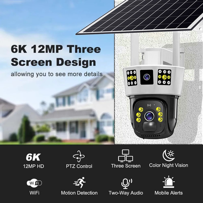 6K 12MP HD Solar Camera 4G SIM Card Wifi Outdoor IP Wireless Security CCTV Surve gallery