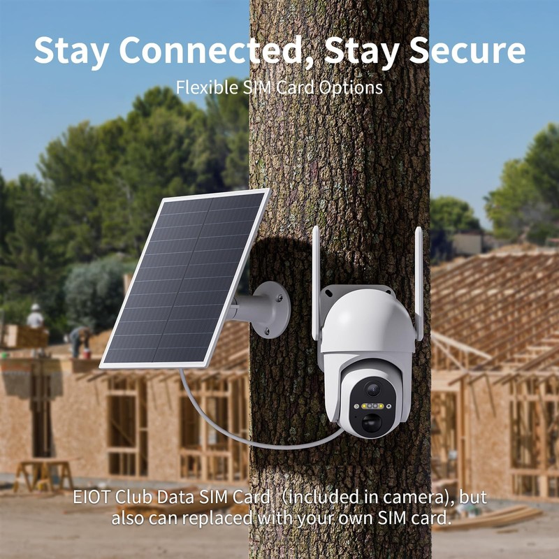 ELYSOO 4G LTE Cellular Security Camera, 2 Pack Solar Powered 2Pack, White gallery