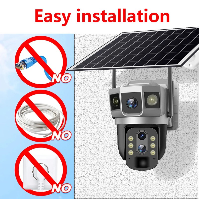 12MP 3 Lens 4G Solar Camera Outdoor Smart Home Security HD Night Vision Monitor gallery