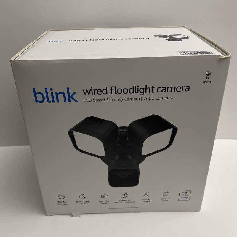 Blink Wired Outdoor Floodlight Camera 1080p HD 2600 Lumens BFM00100U, Black