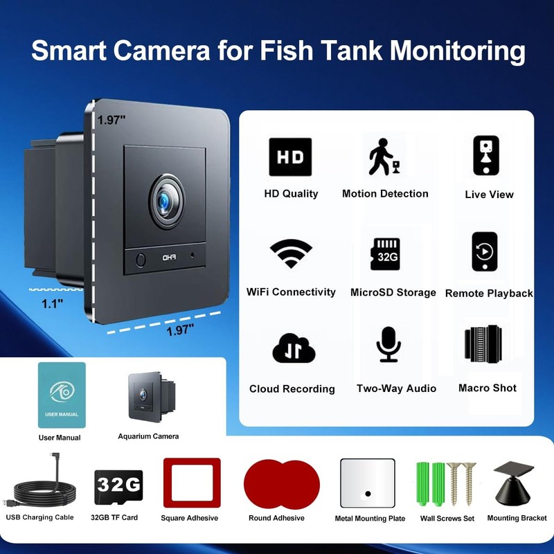 2K HD Aquarium Camera for Fish Tanks Reptile Terrariums Camera AntiGlare Len... gallery