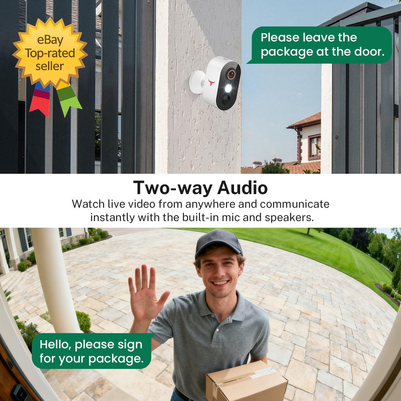 1080P Wireless Security Camera with AI Human Detection Night Vision 2 Way Talk gallery