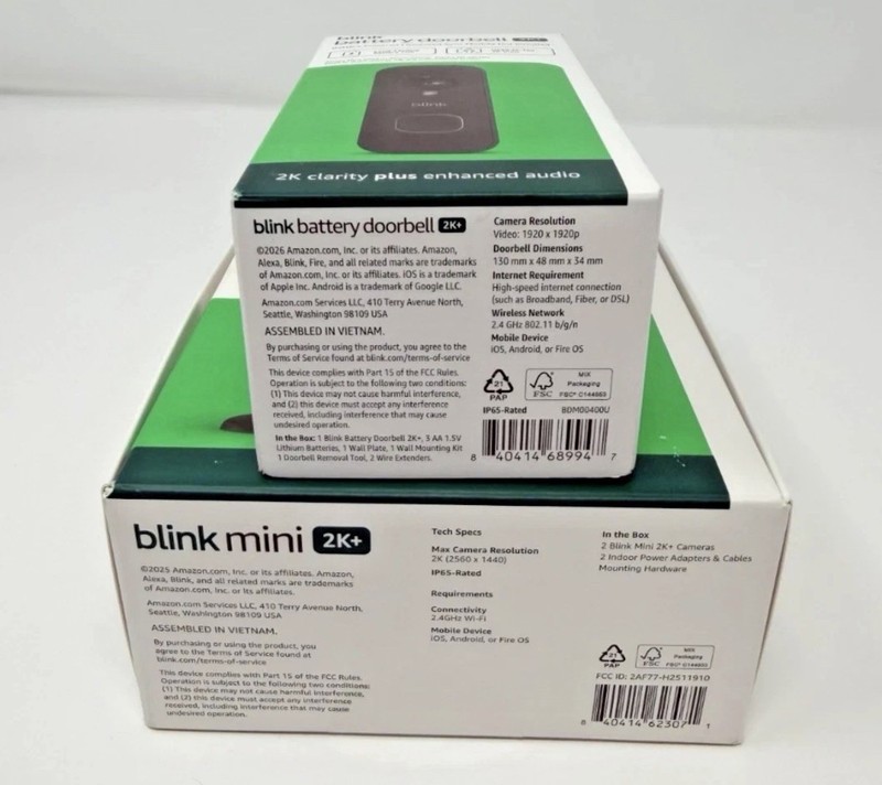 Blink Mini 2K+ Cameras Indoor/Outdoor & Wireless Video Doorbell 2K Newest Models gallery