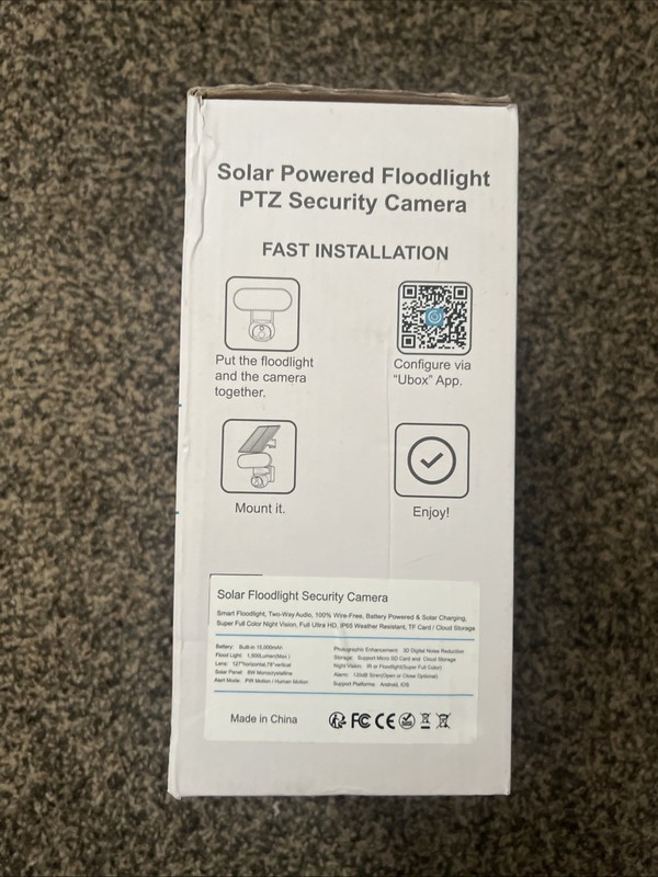 NEW! AQUZO Solar-Powered Floodlight PTZ Security Camera w/ Battery, 1500LM, 2K gallery