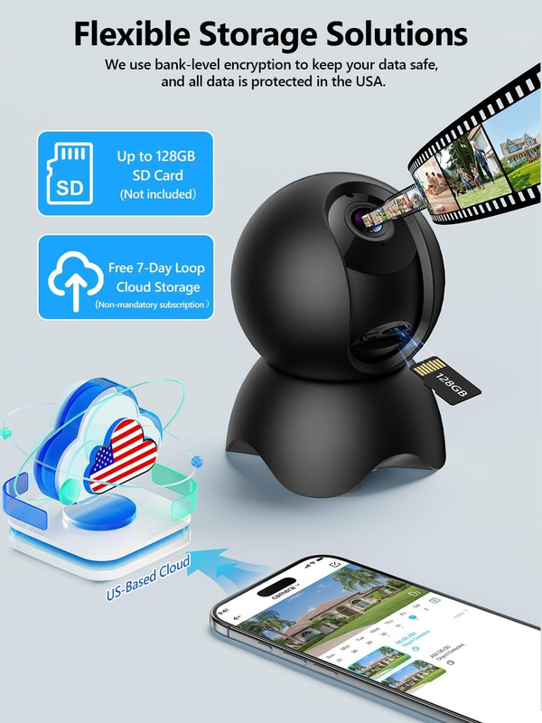 2K 5G Indoor Security Camera, No Subscription AI Baby Monitor with Phone App & C gallery