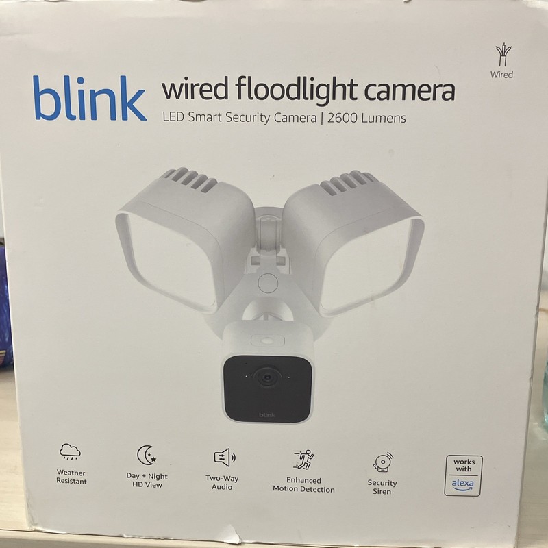 Blink Wired Floodlight Camera 2600 Lumens White Hardwired Wi‑Fi Alexa
