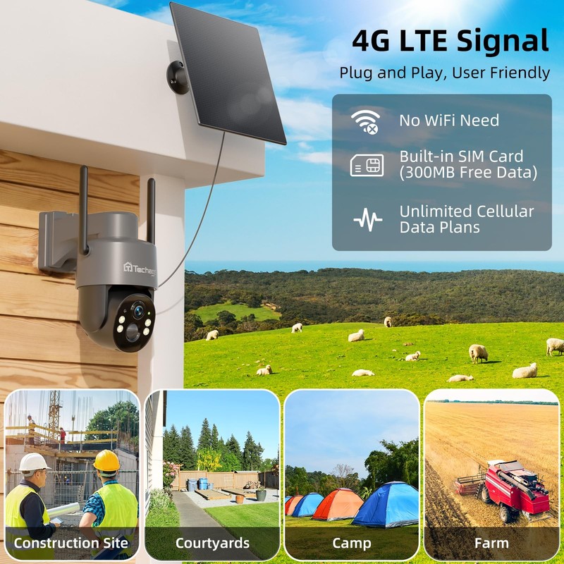 Camaras De Seguridad 2.5K 4G LTE Para Casa Exterior Inalambricas Con Panel Solar gallery
