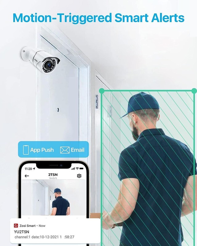 ZOSI H.265+5MP PoE Home Security Camera System Human Detection 24/7 Recording 2T gallery