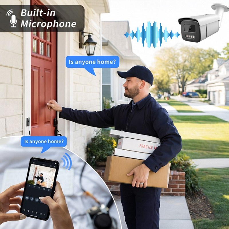 Vikylin 4K 8MP PoE Security IP Camera w/ MIC Outdoor Full Color Night Vision MD gallery