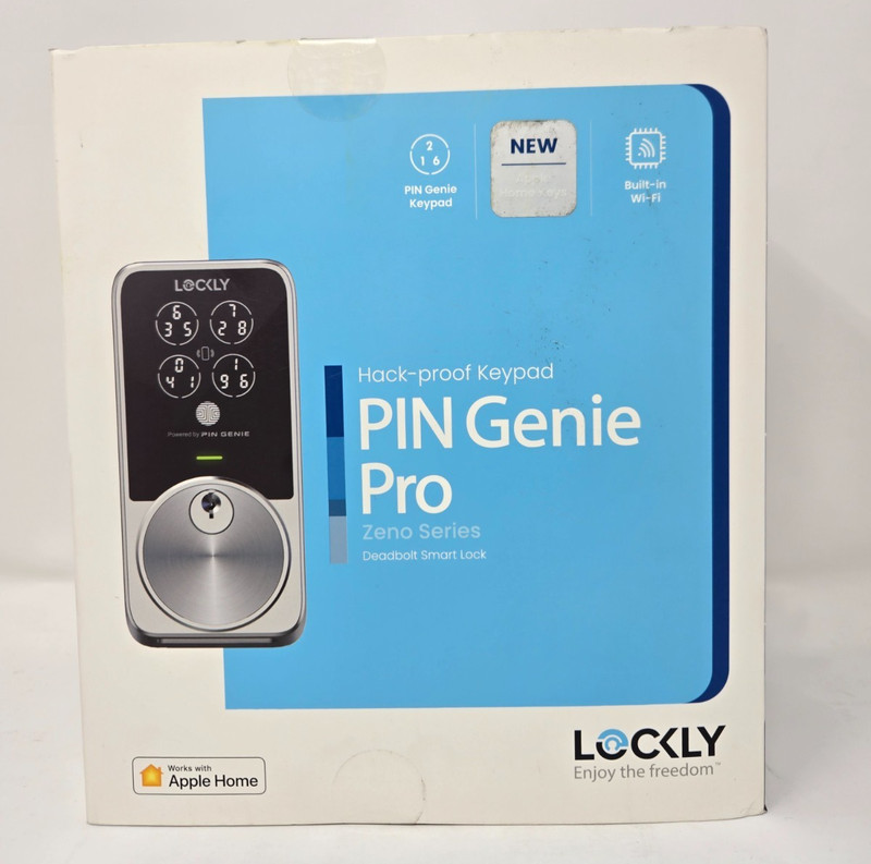 Lockly PIN Genie Pro Smart Deadbolt Siri/Google/Alexa, Keypad, App, Key – New