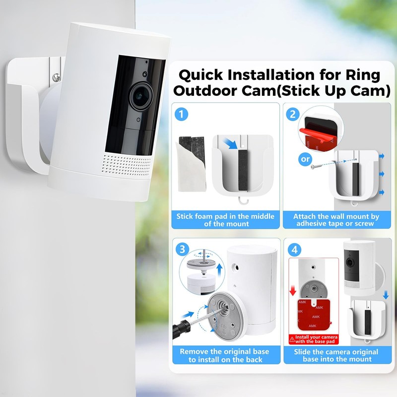 No Drill Wall Mount for Outdoor Camera, Adhesive Indoor Mount, 2-Pack gallery