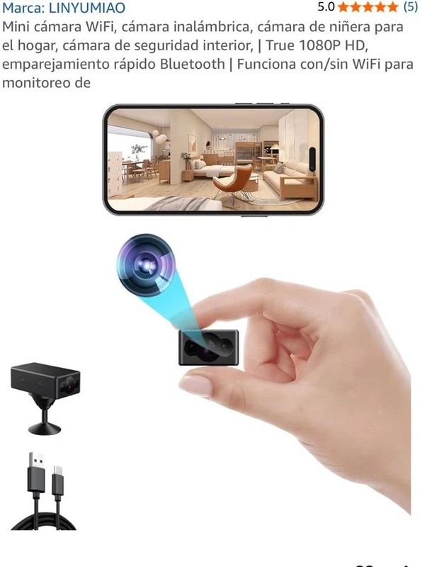Mini Cámara Espía Inalámbrica 1080P HD Seguridad WiFi App Para iPhone y Samsung