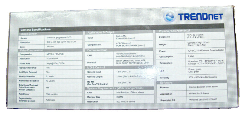 TRENDnet TV-IP301/A Advance Day / Night Internet Camera Server w/ Audio gallery