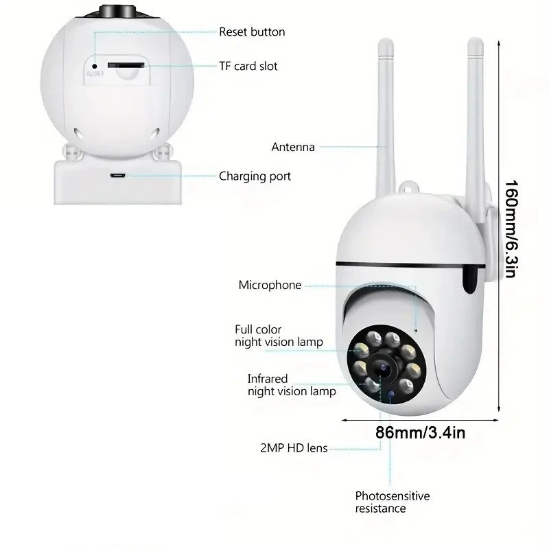 A7 Wireless 3MP Security Camera 1080P HD 360° WiFi Home Monitor Night Vision App gallery