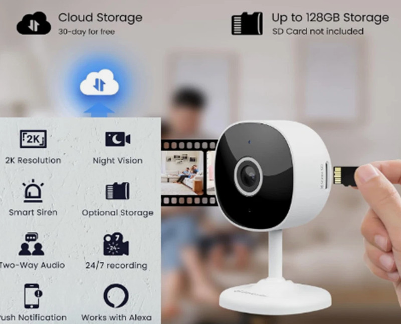 GALAYOU G7 WiFi 2K Indoor Home Security Camera Works with Alexa & Google Home gallery