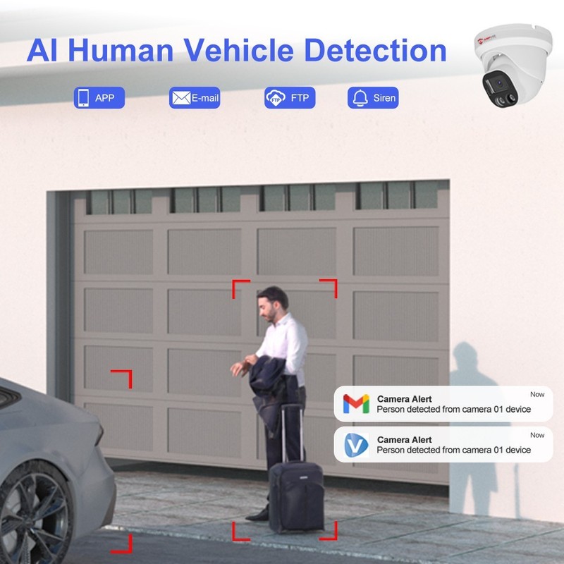 Anpviz 8MP AI Human/Vehicle Detection PoE Turret IP Camera, for Outdoor Indoor gallery