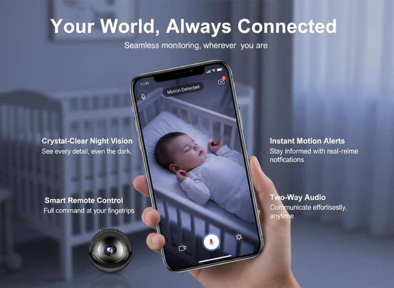 2026 WiFi Mini Camera 1080P Hide Cameras, Wireless Indoor Remote Camera, 150°... gallery