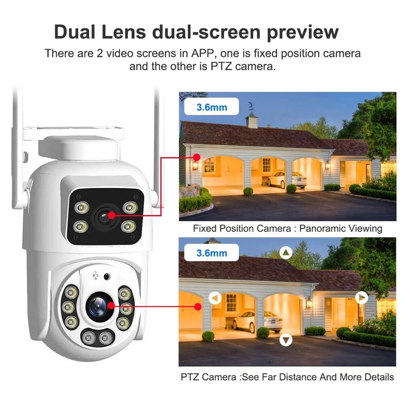 5K 10MP Camera Dual Screen WIFI Motion Detection Outdoor CCTV PTZ Surveillance gallery