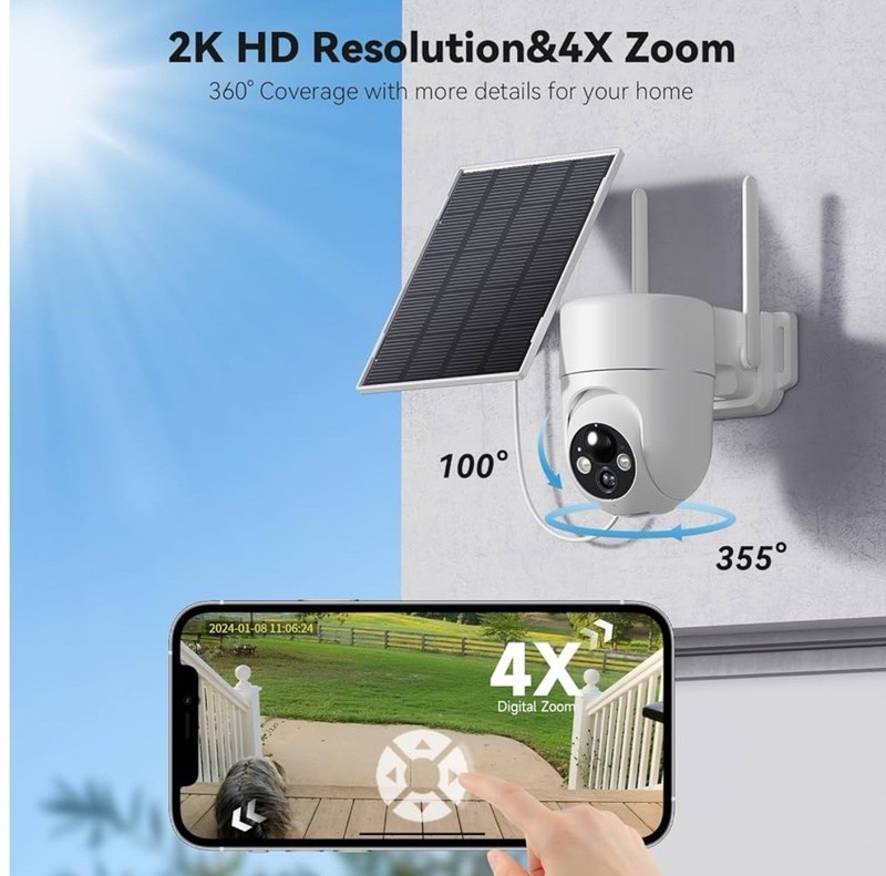 ELYSoo Solar HD Security Camera WiFi Wireless 355° View Color Night Vision Zoom gallery