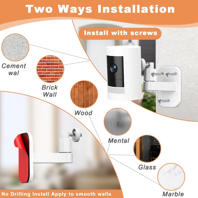 2Pack Ring Camera Wall Mount,Compatible with Ring Outdoor Cam Plus/Stick Up Cam gallery