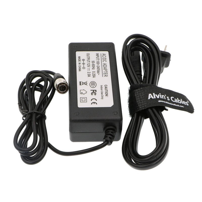 AC to 4 Pin Hirose Male 12V 2A Power Adapter for Sound Devices ZAXCOM Sony